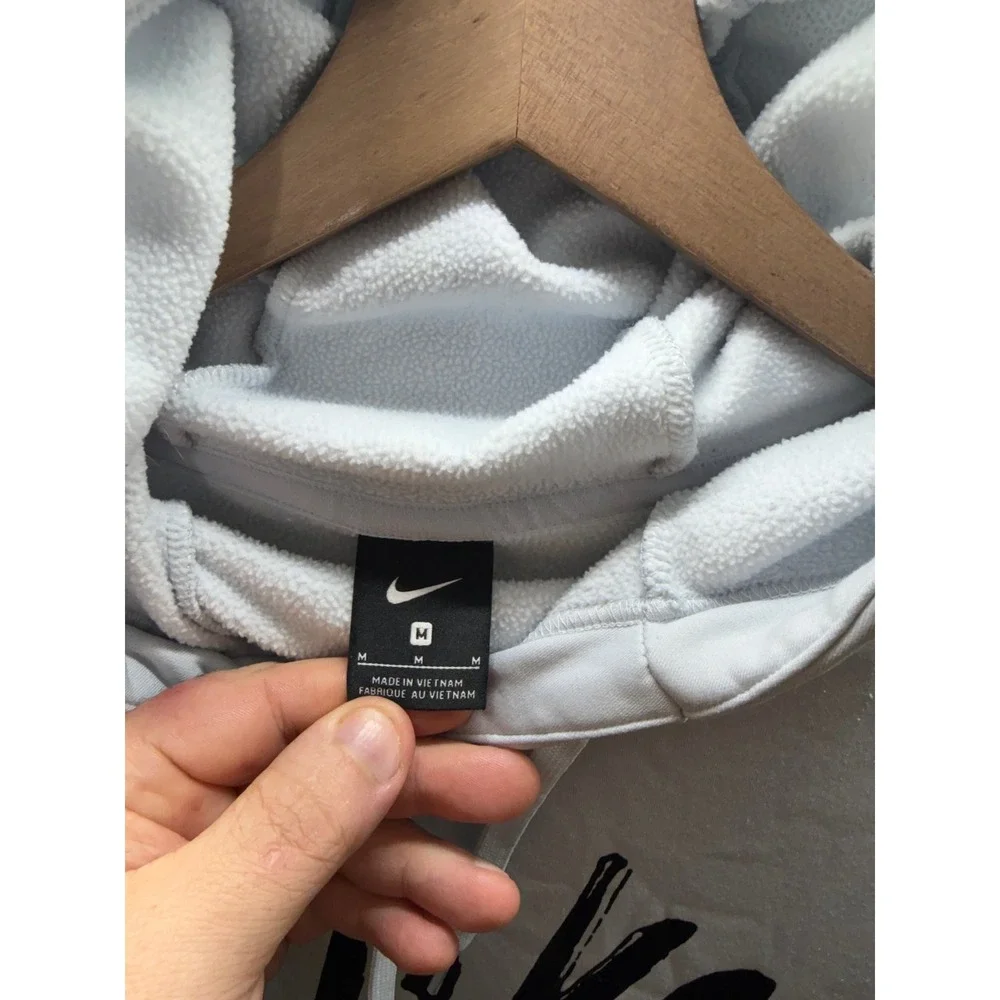 Nike Hoodie Women Medium Grey Therma-FIT Script Logo Pullover 3506